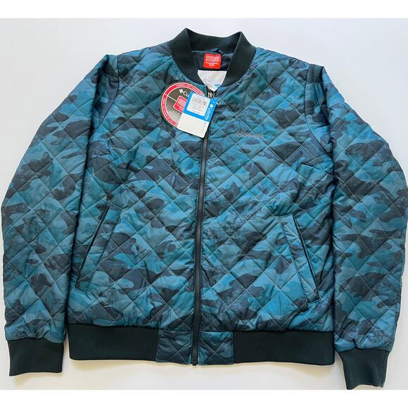 Columbia Hawlings Hill Bomber Jacket Thermal Coil-Blue Black Camo Size XL $160 - Picture 1 of 10